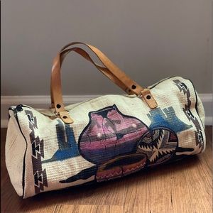 Vintage Southwestern bag canvas leather straps